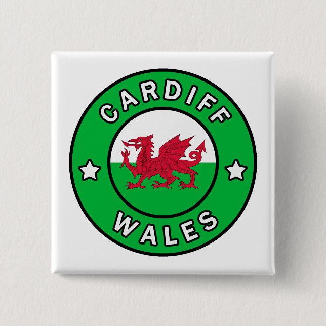 Badge Carré 5 Cm Cardiff Wales (Devant)