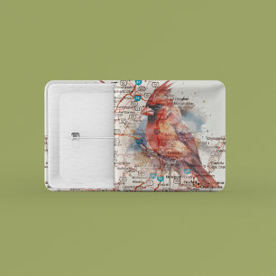 Badge Carré 5 Cm Cardinal sur carte routière de Virginie Art à l'aq