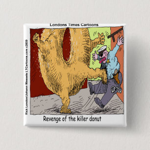 Badge Carré 5 Cm Caricature Drôle De Police Vs Donut