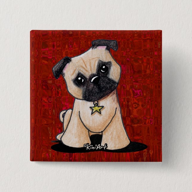 Badge Carré 5 Cm Carlin KiniArt (Devant)