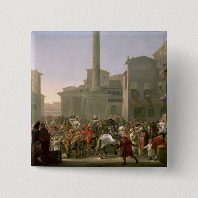 Badge Carré 5 Cm Carnaval à Rome, c.1650-51 (Devant)