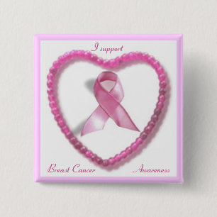 Badge Carré 5 Cm Carré bouton de sensibilisation au cancer du sein