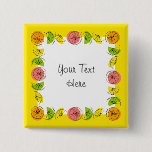 Badge Carré 5 Cm Carré Citrus Yellow Texte carré
