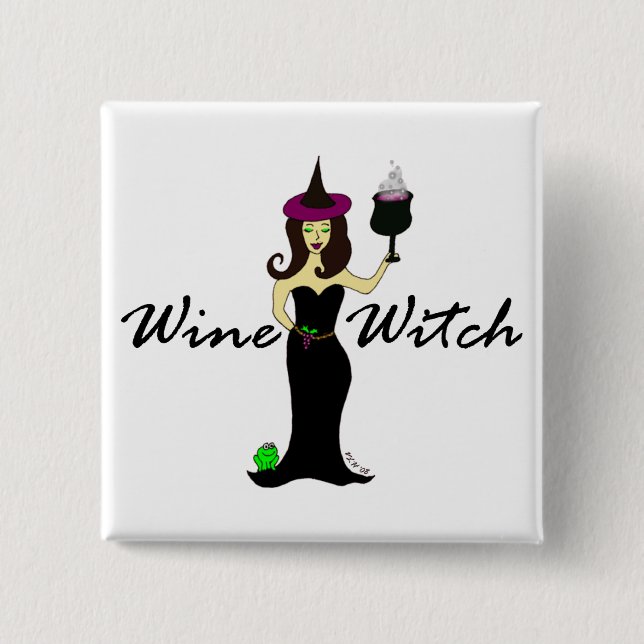 Badge Carré 5 Cm Carré de sorcière de vin (Devant)