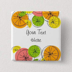 Badge Carré 5 Cm Carré du bouton Texte Citrus