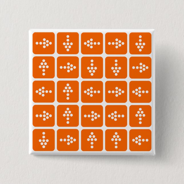 Badge Carré 5 Cm CARRÉ Flèche LED orange (Devant)