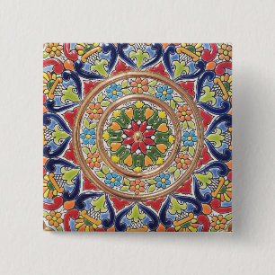 Badge Carré 5 Cm Carreau espagnol vintage personnalisable