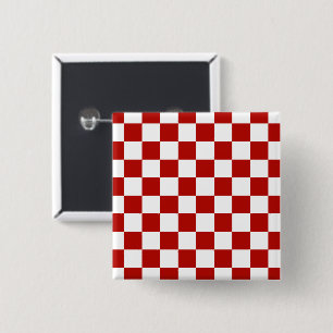 Badge Carré 5 Cm Carrés à damier rouge blanc géométrique rétro