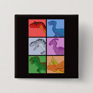 Badge Carré 5 Cm Carrés dinosaures