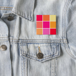 Badge Carré 5 Cm Carrés rose, orange et jaune