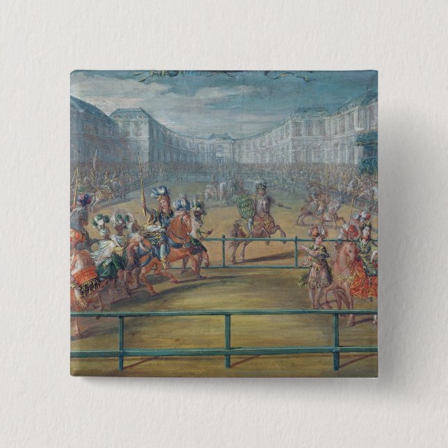 Badge Carré 5 Cm Carrousel d'Amazone en 1682 (Devant)