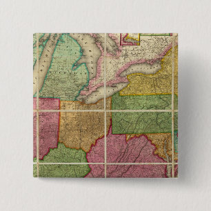 Badge Carré 5 Cm Carte 4 des États-Unis