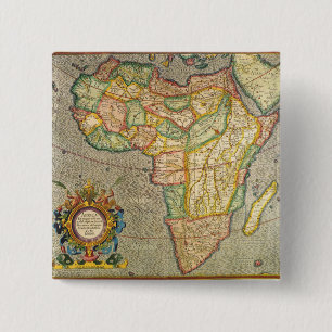Badge Carré 5 Cm Carte antique du monde de Mercator de l'Afrique, 1