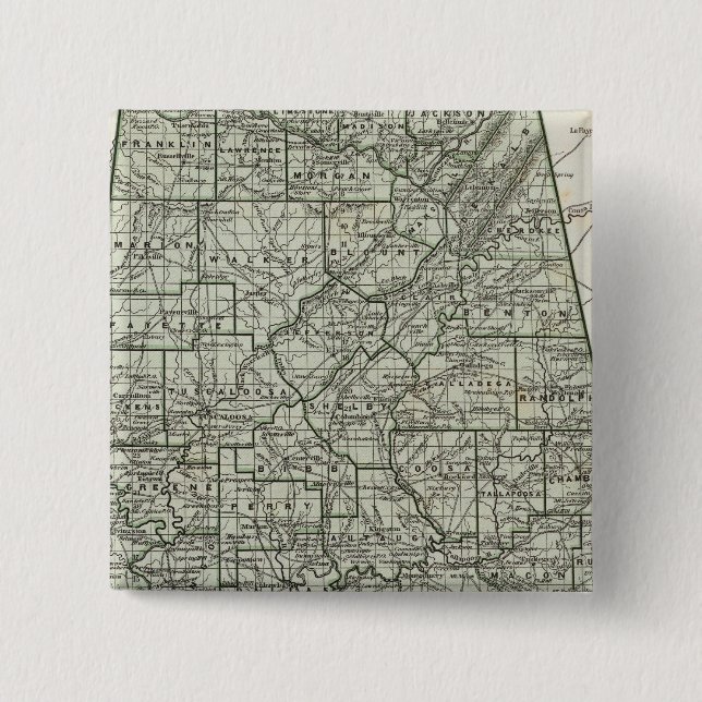 Badge Carré 5 Cm Carte Atlas Alabama (Devant)