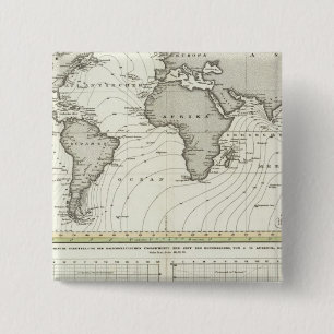Badge Carré 5 Cm Carte Atlas des vagues de marée