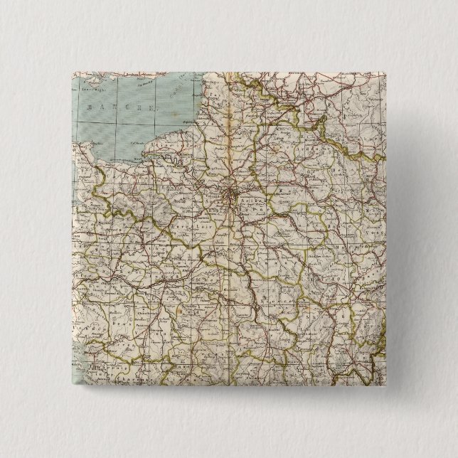 Badge Carré 5 Cm Carte Atlas France (Devant)
