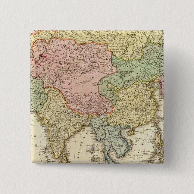 Badge Carré 5 Cm Carte couleur main asiatique (Devant)