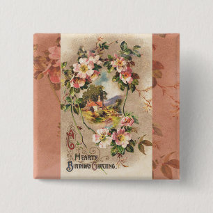 Badge Carré 5 Cm Carte d'anniversaire vintage