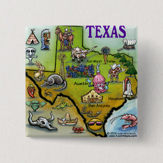 Badge Carré 5 Cm Carte de bande dessinée du TEXAS