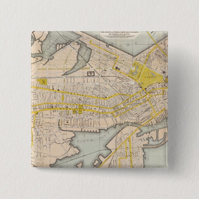 Badge Carré 5 Cm Carte De Boston (Devant)