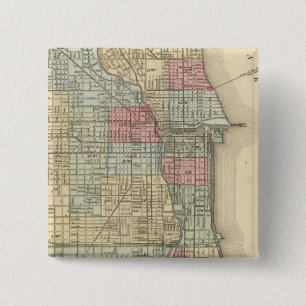 Badge Carré 5 Cm Carte de Chicago par Mitchell