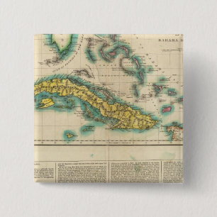 Badge Carré 5 Cm Carte De Cuba Et Des Îles Bahama