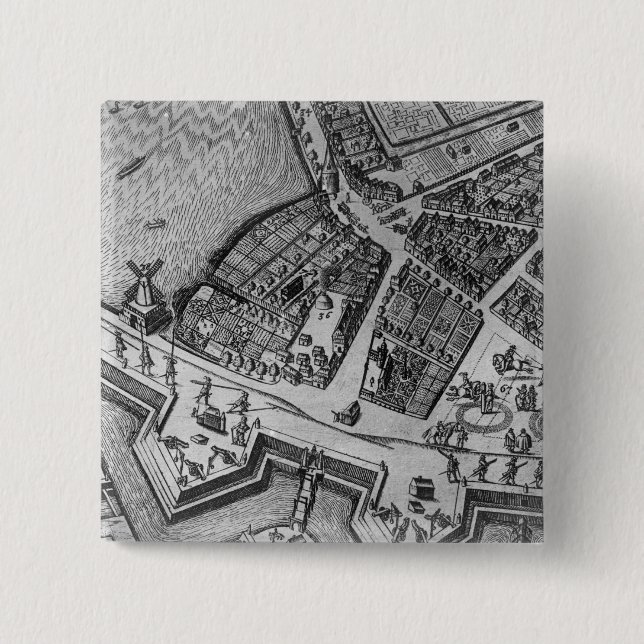 Badge Carré 5 Cm Carte de Hambourg (Devant)