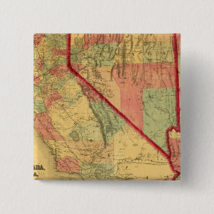 Badge Carré 5 Cm Carte de la Californie, Nevada, Utah