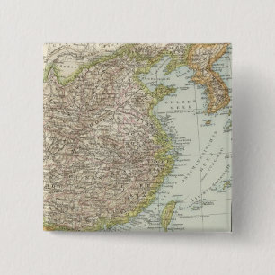 Badge Carré 5 Cm Carte de la Chine et du Japon