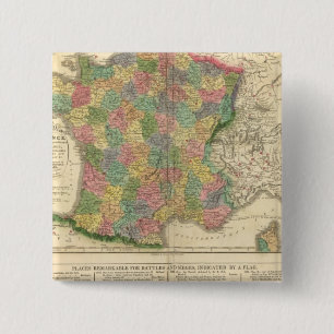 Badge Carré 5 Cm Carte de la Chronologie de France