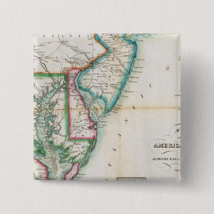 Badge Carré 5 Cm Carte de la côte américaine