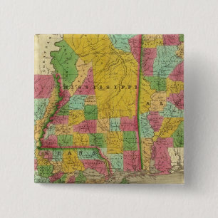 Badge Carré 5 Cm Carte de la Louisiane, du Mississippi et de l'Alab
