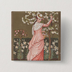 Badge Carré 5 Cm Carte de la Saint-Valentin florale antique, ère vi