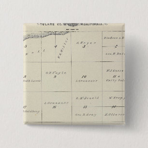 Badge Carré 5 Cm Carte de la section du comté de Tulare T23S R22E