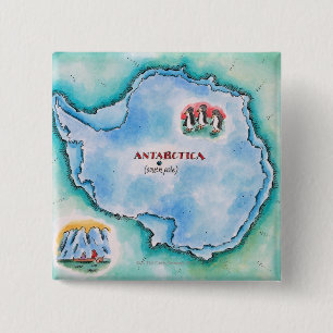 Badge Carré 5 Cm Carte de l'Antarctique