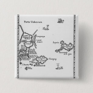 Badge Carré 5 Cm Carte de Laputa, Balnibari, Luggnagg