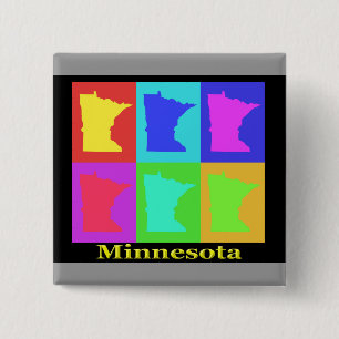 Badge Carré 5 Cm Carte de l'art pop de l'état du Minnesota