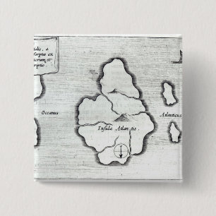 Badge Carré 5 Cm Carte de l'Atlantide, de 'Mundus Subterraneus