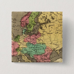 Badge Carré 5 Cm Carte de l'Atlas aux couleurs de la main en Europe