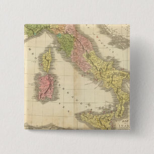 Badge Carré 5 Cm Carte de l'Atlas Chonologique Italien