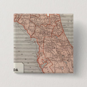 Badge Carré 5 Cm Carte de l'Atlas de Floride