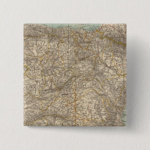 Badge Carré 5 Cm Carte De L'Atlas Espagnol Et Portugais