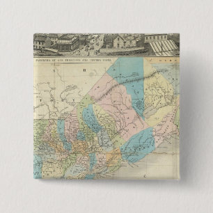 Badge Carré 5 Cm Carte De L'État De Californie