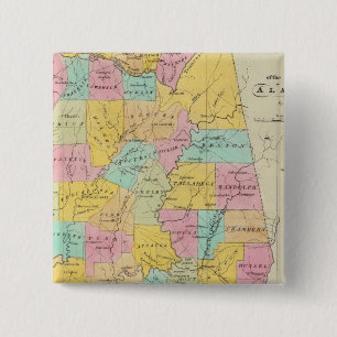 Badge Carré 5 Cm Carte de l'État de l'Alabama