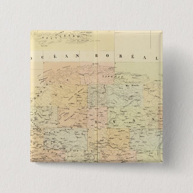 Badge Carré 5 Cm Carte de l'Europe (Devant)