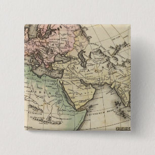 Badge Carré 5 Cm carte de l'Europe, de l'Afrique du Nord et de l'As