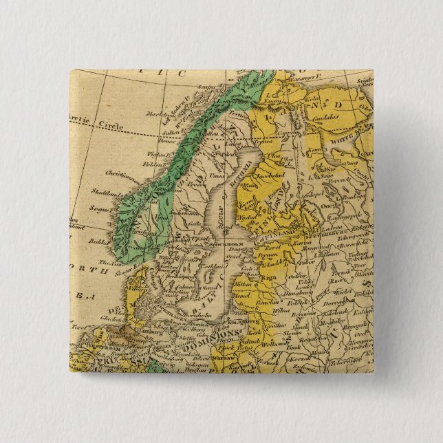 Badge Carré 5 Cm Carte de l'Europe par Worcester (Devant)