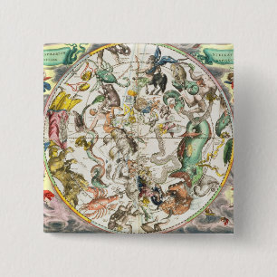 Badge Carré 5 Cm Carte de l'hémisphère sud, 'du Celestia