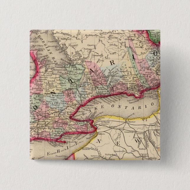 Badge Carré 5 Cm Carte de l'Ontario par Mitchell (Devant)