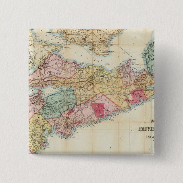 Badge Carré 5 Cm Carte de Mackinlay de la province de la Nouvelle-É (Devant)